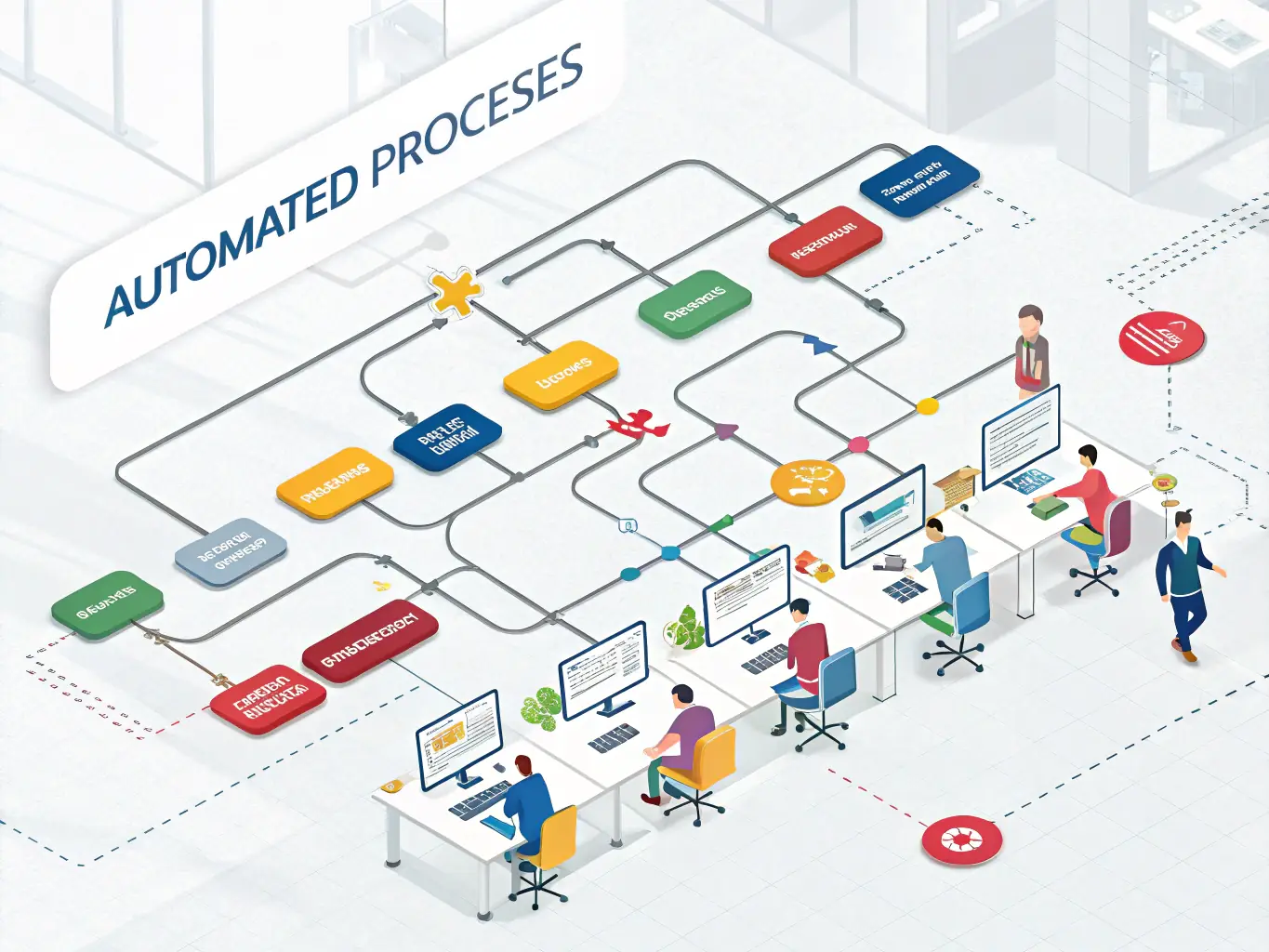 An image showing a streamlined workflow diagram with highlighted areas of improvement and efficiency gains.