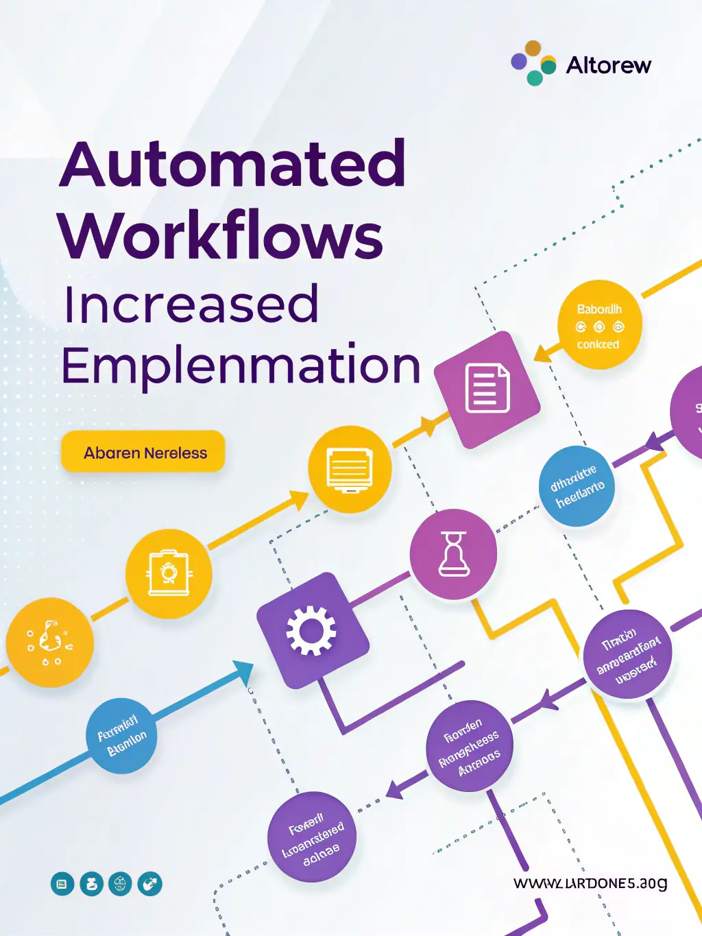 A workflow diagram with highlighted areas of improvement and efficiency gains, representing process optimization.