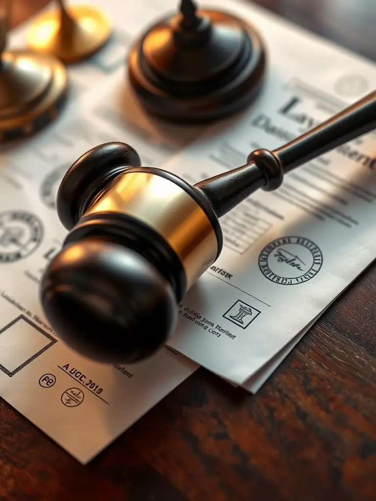 An image of a gavel and legal documents, symbolizing Triumph Solutions' commitment to compliance and adherence to tax regulations.